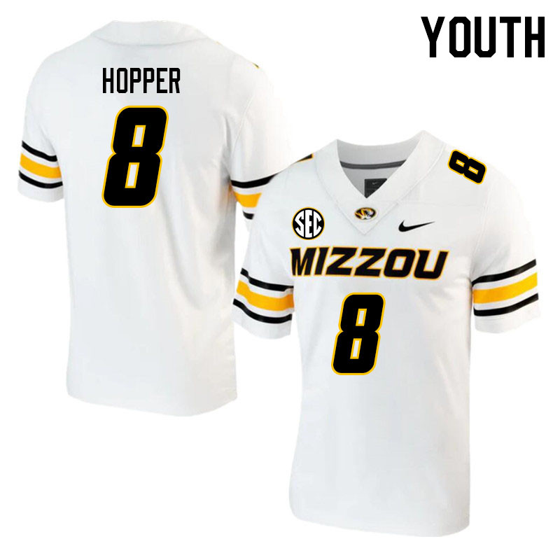 Youth #8 Ty'Ron Hopper Missouri Tigers College 2023 Football Stitched Jerseys Sale-White